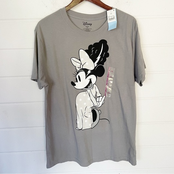 NWT Disney Women’s Gray Minnie Short Sleeve Crewneck Cotton Tee Size XXL - Picture 1 of 7